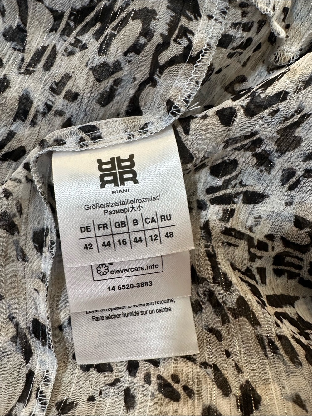 RIANI Luxury Leopard Print Midi Dress - Metallic Silver Detail - Size 12 / DE 42 - Picture 6 of 16